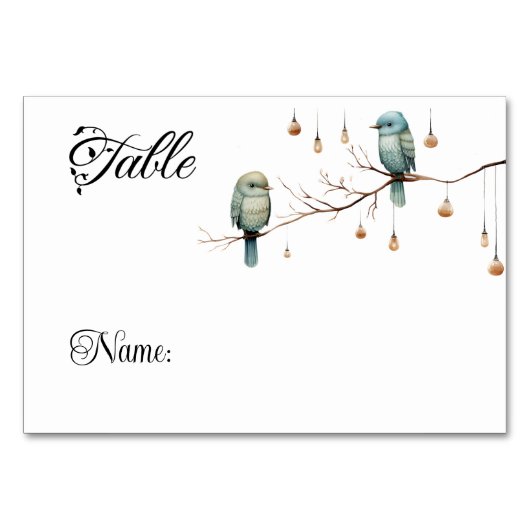Rustikale Woodland Love Birds Romantische Hochzeit Tischnummer (Vorderseite)