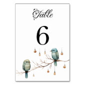 Rustikale Woodland Love Birds Romantische Hochzeit Tischnummer (Vorderseite)