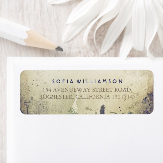 Rustikale Woodland Navy-Rücksendeadressen-Aufklebe (Insitu)