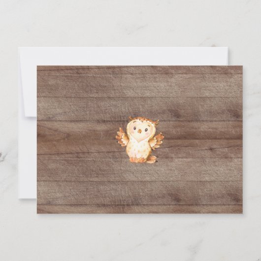 Rustikale Woodland Neutral Baby Dusche Einladung (Rückseite)