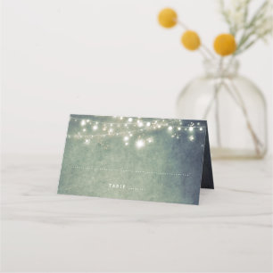 Rustikale Woodland Night Lights Hochzeit Platzkarte