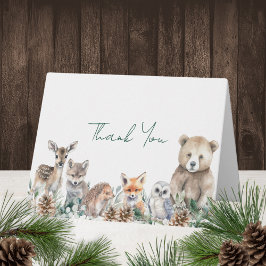 Rustikale Woodland-Tiere Winter Baby-Dusche Dankeskarte