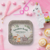 Rustikale Woodland-Tiere Winter Baby-Dusche Pappteller (Party)