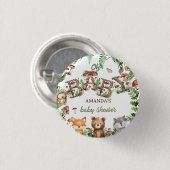 Rustikale Woodlandtiere Botanische Babydusche Button (Vorne & Hinten)