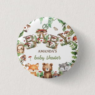 Rustikale Woodlandtiere Botanische Babydusche Button