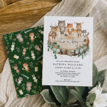 Rustikale Woodlandtiere Grünpflanzen Kinderdusche