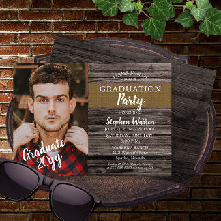 Rustikale Woodsy-Foto-Graduierungspartei Einladung