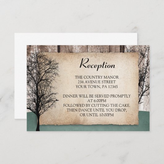 Rustikale Woodsy-Hirsch-Hochzeitskarten Begleitkarte (Vorne/Hinten)