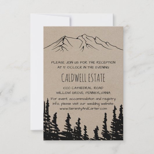 Rustikale Woodsy Mountain Wedding Reception Card Einladung (Vorderseite)