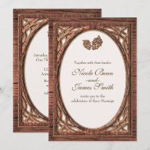 Rustikale Woodsy Pine Cone Zwei Tone Wood Einladun