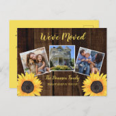 Rustikale Woodsy-Sonnenblume Wir haben bewegtes Fo Ankündigungspostkarte (Vorne/Hinten)