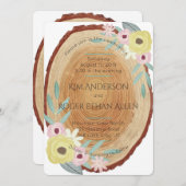 Rustikale Woodsy Watercolor Blumenhochzeit lädt ei Einladung (Vorne/Hinten)