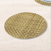 Rustikale Woven Strohtextur Runder Pappuntersetzer (Angewinkelt)