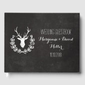 Rustikale Wraath Deer Chalkboard Hochzeit Gästebuch (Vorderseite)