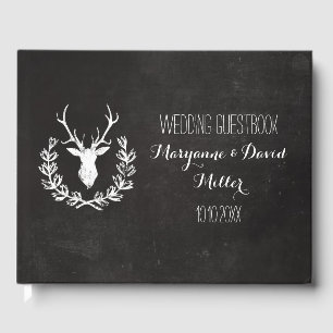 Rustikale Wraath Deer Chalkboard Hochzeit Gästebuch