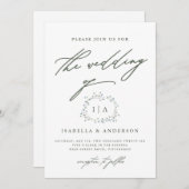 Rustikale Wraath Sage Green und White Wedding Einladung (Vorne/Hinten)