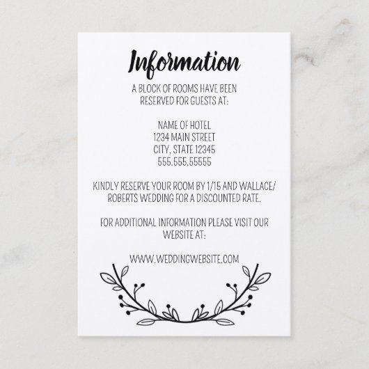 Rustikale Wraath Wedding Card Begleitkarte (Vorderseite)