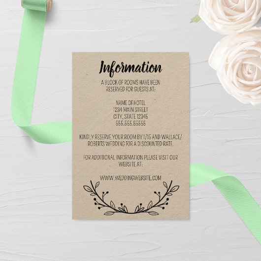 Rustikale Wraath Wedding Card Begleitkarte