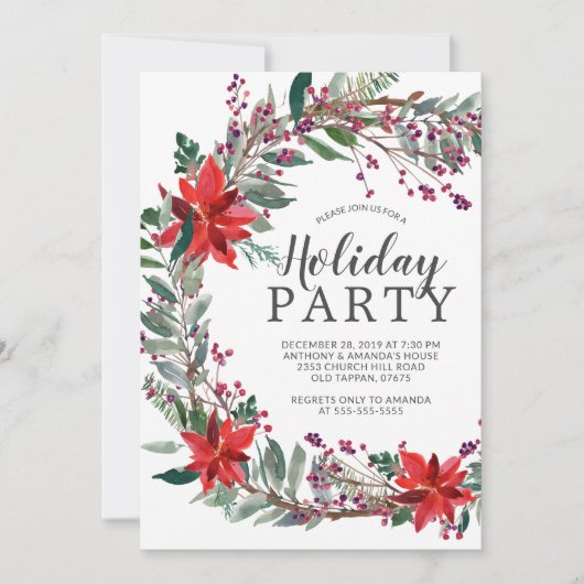 Rustikale Wreath-Feier Einladung (Vorderseite)