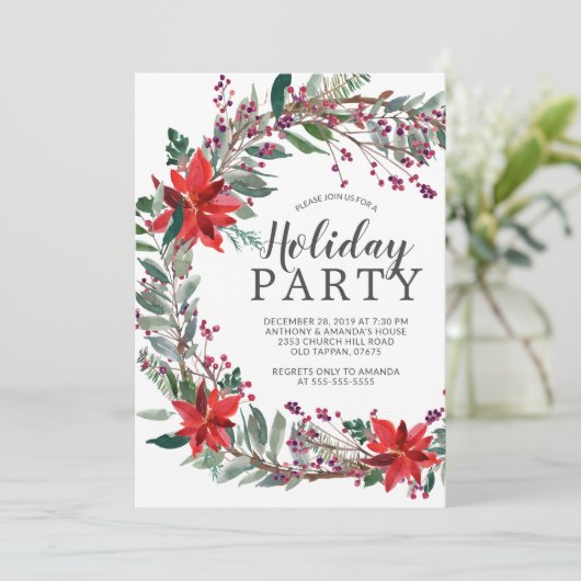 Rustikale Wreath-Feier Einladung (Stehend Vorderseite)