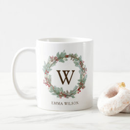 Rustikale Wreath-Monogramm-Kaffee-Tasse Kaffeetasse