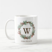 Rustikale Wreath-Monogramm-Kaffee-Tasse Kaffeetasse (Links)