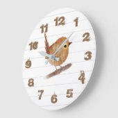 Rustikale Wren Bird Personalisiert Wall Clock Große Wanduhr (Winkel)