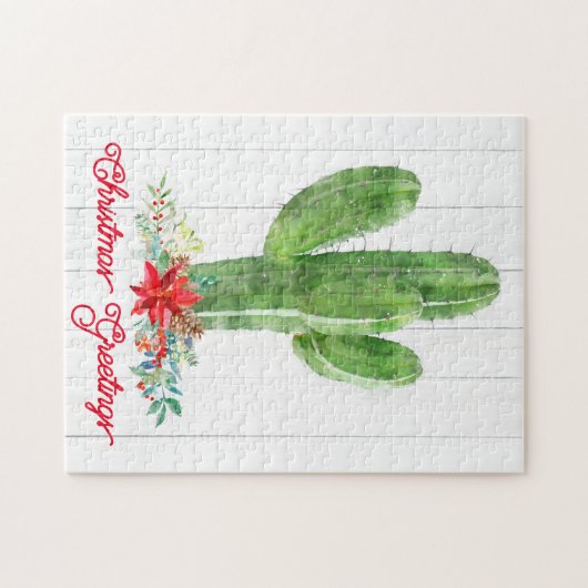 Rustikale Wüste Kaktus Weihnachtsfeiertag Puzzle (Horizontal)