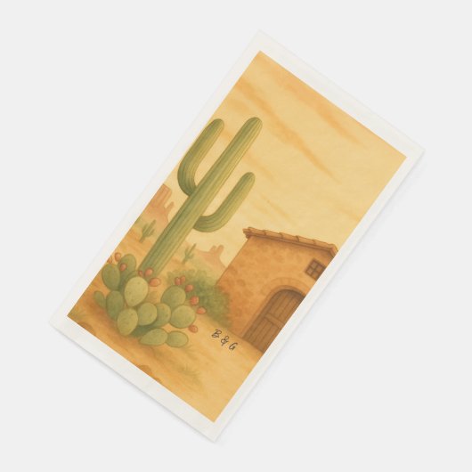 Rustikale Wüste Südwest Boho Wedding Serviette (Ecke)