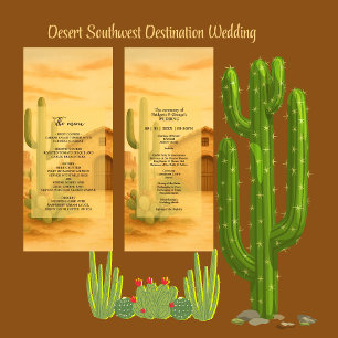 Rustikale Wüste Südwest Terracotta Wedding Programm