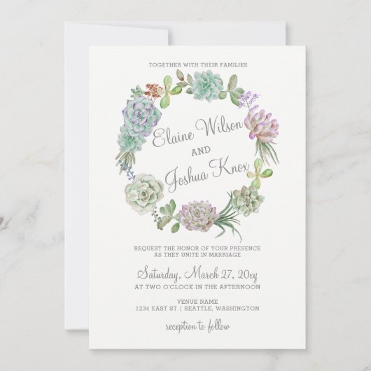 Rustikale Wüste, Sukkulente Kleider Einladung (Vorderseite)