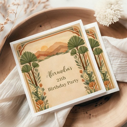 Rustikale Wüstenblumen-Geburtstagsfeier Serviette