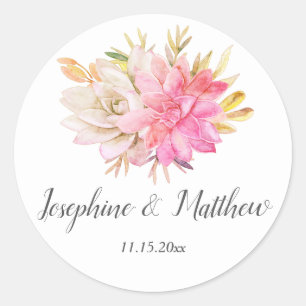 Rustikale Wüstensukkulente Hochzeit Runder Aufkleber