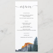 Rustikale Yosemite Halbkuppel Sonnenuntergang Hoch Menükarte (Vorderseite)