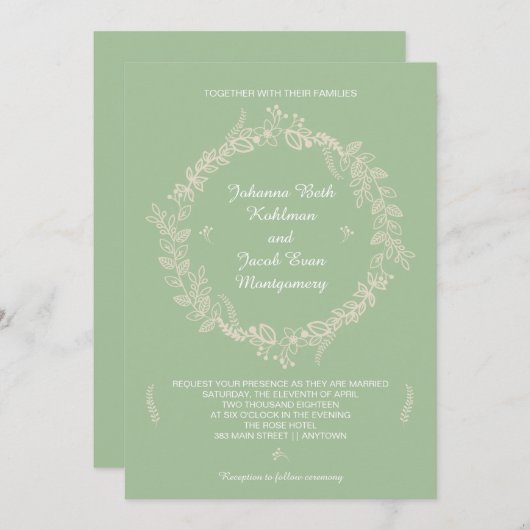 Rustikale Zahnheilkraut Einladung (Vorne/Hinten)