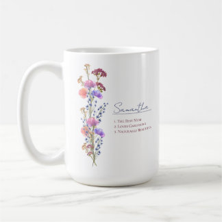 Rustikale zarte Acryl-Wildblume personalisiert Kaffeetasse