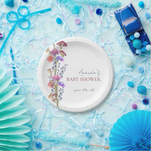 Rustikale, zarte Acrylblütendusche Bouquet Baby Pappteller (Party)