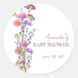 Rustikale, zarte Acrylblütendusche Bouquet Baby Runder Aufkleber