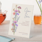 Rustikale zarte Beige Blumenhochzeit Offene Bar Sockelschild (In Situ)