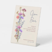 Rustikale zarte Beige Blumenhochzeit Offene Bar Sockelschild (Vorderseite)