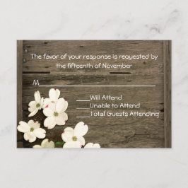 Rustikale Zaun- und Dogwood-Blooms Hochzeitkarte R RSVP Karte