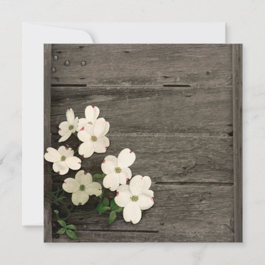 Rustikale Zaun- und Dogwood-Blüten Einladung zur H (Rückseite)
