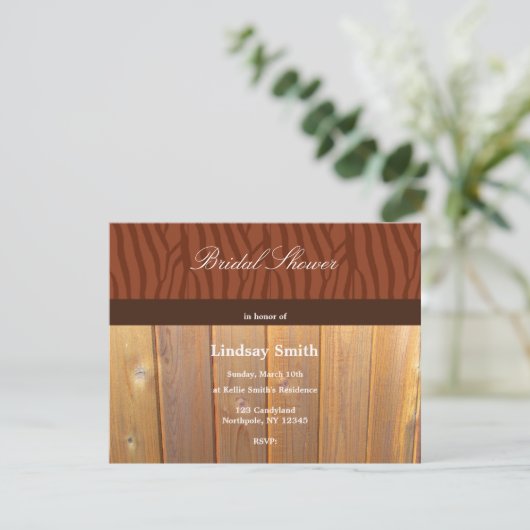 Rustikale Zedernzaun Brautdusche Einladung (Stehend Vorderseite)