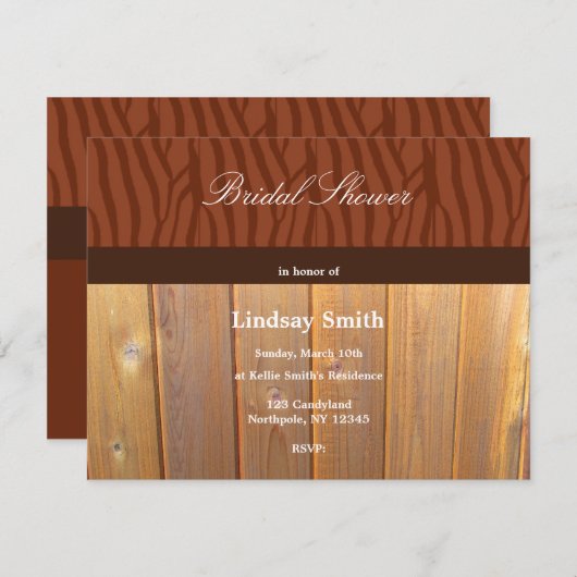 Rustikale Zedernzaun Brautdusche Einladung (Vorne/Hinten)