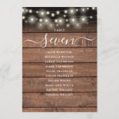 Rustikale Zeichenketten-Tischnummer Einladung (Rückseite)