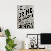 Rustikale Zeit, Champagner Black Poster zu trinken (Heimbüro)