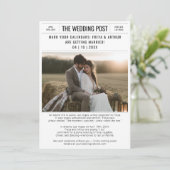 Rustikale Zeitung Hochzeitskarte Foto Save the Dat Date (Stehend Vorderseite)