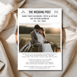 Rustikale Zeitungs-Hochzeitsfoto-Save-the-Date-Kar Save The Date