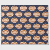 Rustikale Zickzack Pumpkins & Navy Blue Geschenkpapier (Flach)