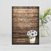 Rustikale Zinn-Eimer-Anemone-Glitzern Einladung (Stehend Vorderseite)